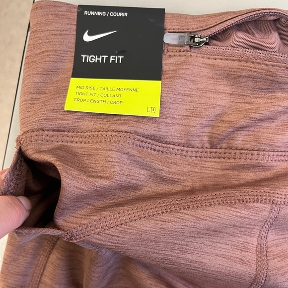 Nike Running Fast Mid Rise Dri-Fit Tights in Mauve XS - Picture 9 of 12
